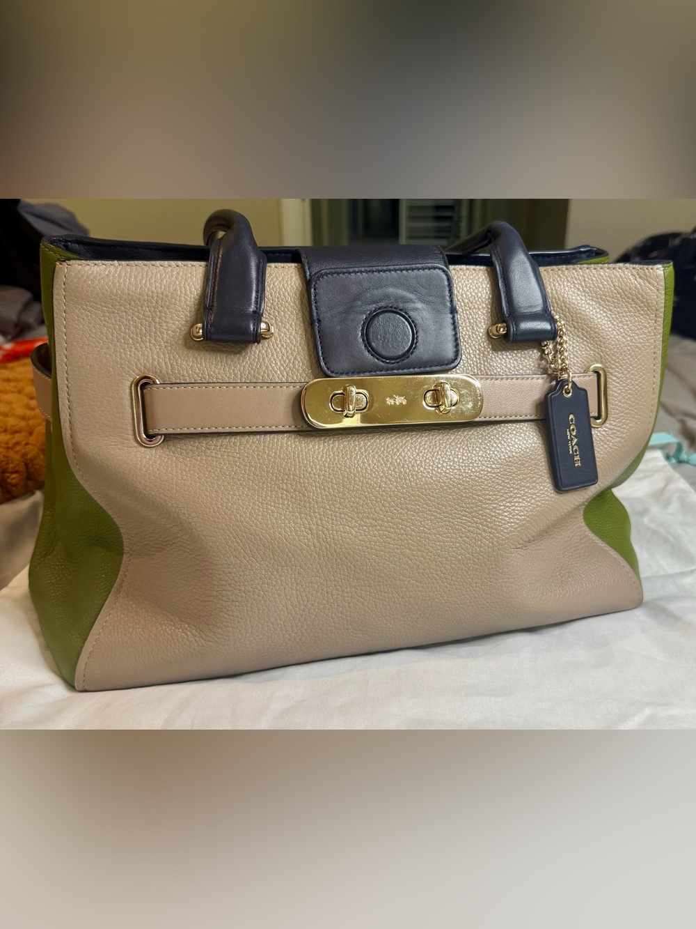 Coach Swagger Carryall 36514 Colorblock Pebble Leather